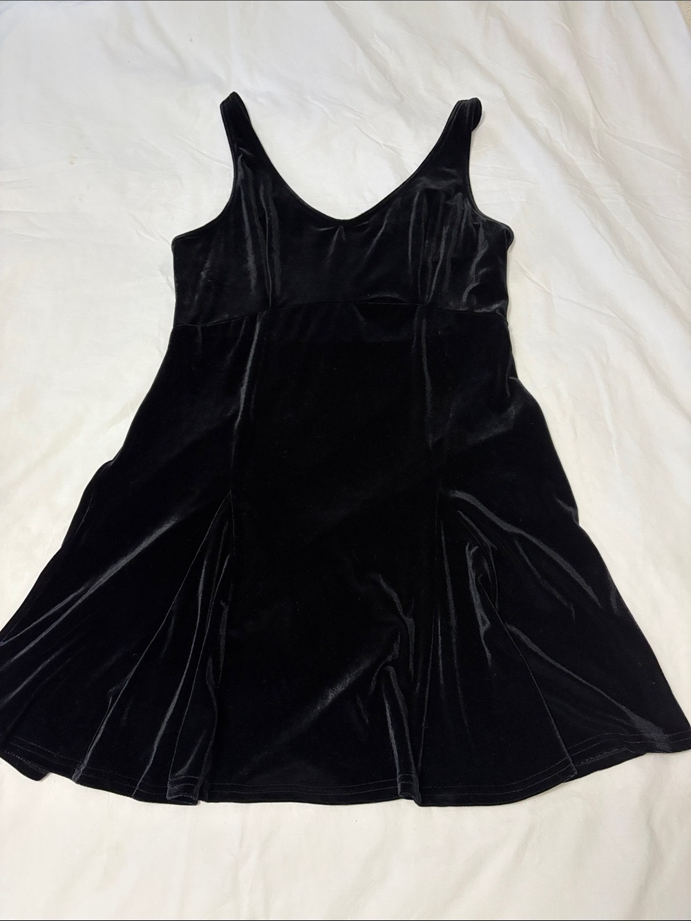 Victorias Secret 90s Black Velvet Babydoll Flutter Hem Slip Dress Goth